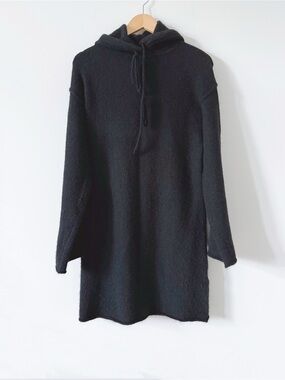 Aritzia Wilfred Free Alpaca Wool Blend Hooded Sweater Mini Dress Black Size XS